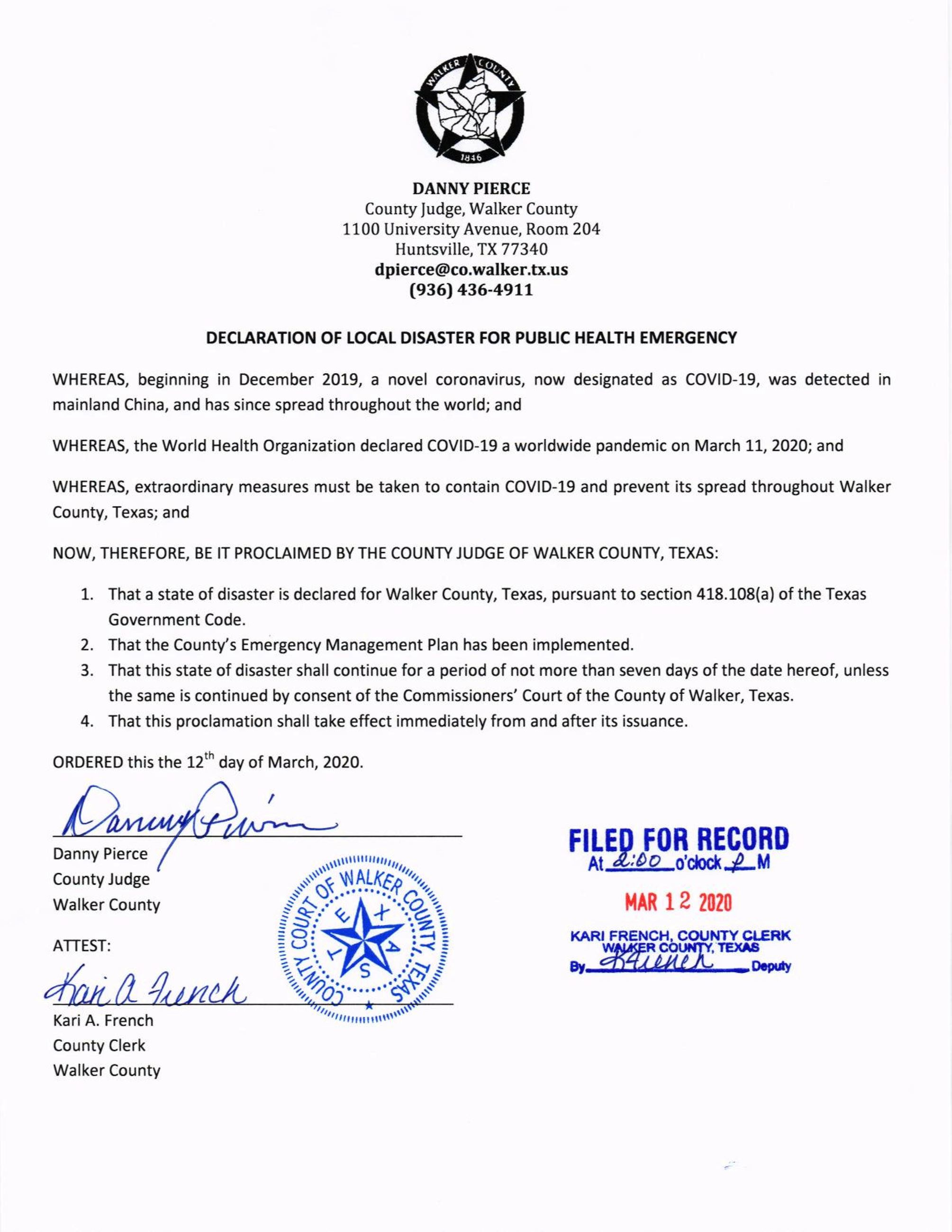 Disaster Declaration