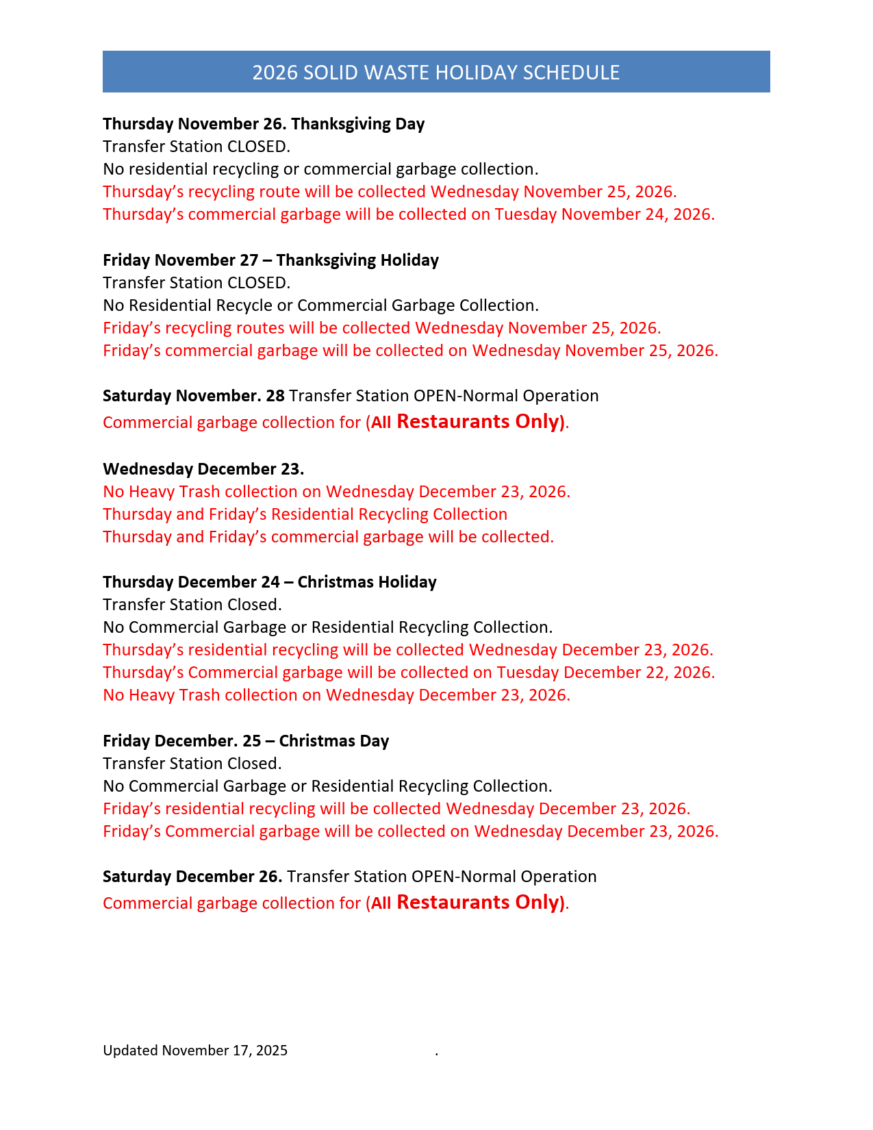 2026 Solid Waste Holiday Schedule_3_1